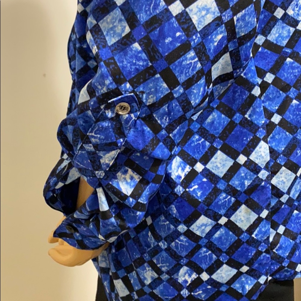Micheal Micheal Kors size M blue and black blouse - Picture 3 of 6